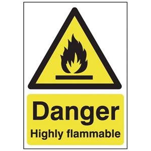 150x125mm Danger Highly Flammable - Self Adhesive